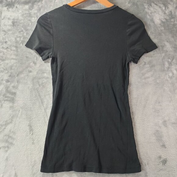 J Crew Womens Black Fitted Tee Shirt Medium Stretch Cotton Classic Closet Staple - Picture 5 of 8
